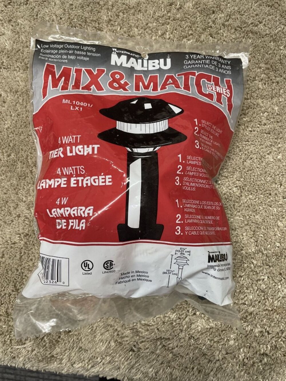 Malibu Mix & Match 4W Tier Light Outdoor Lighting Black NEW